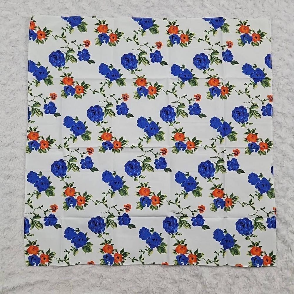 Lemlem Blue and Red Floral Purse Scarf 22.5"